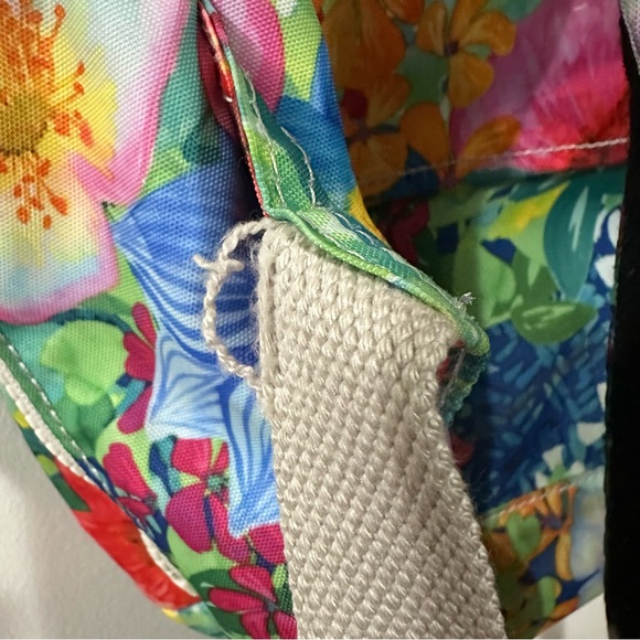 Kipling Multicolor Floral Backpack Bag Missing Monkey Charm - Picture 9 of 12